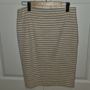 Ann Taylor Striped Pencil Skirt in Cream and Tan